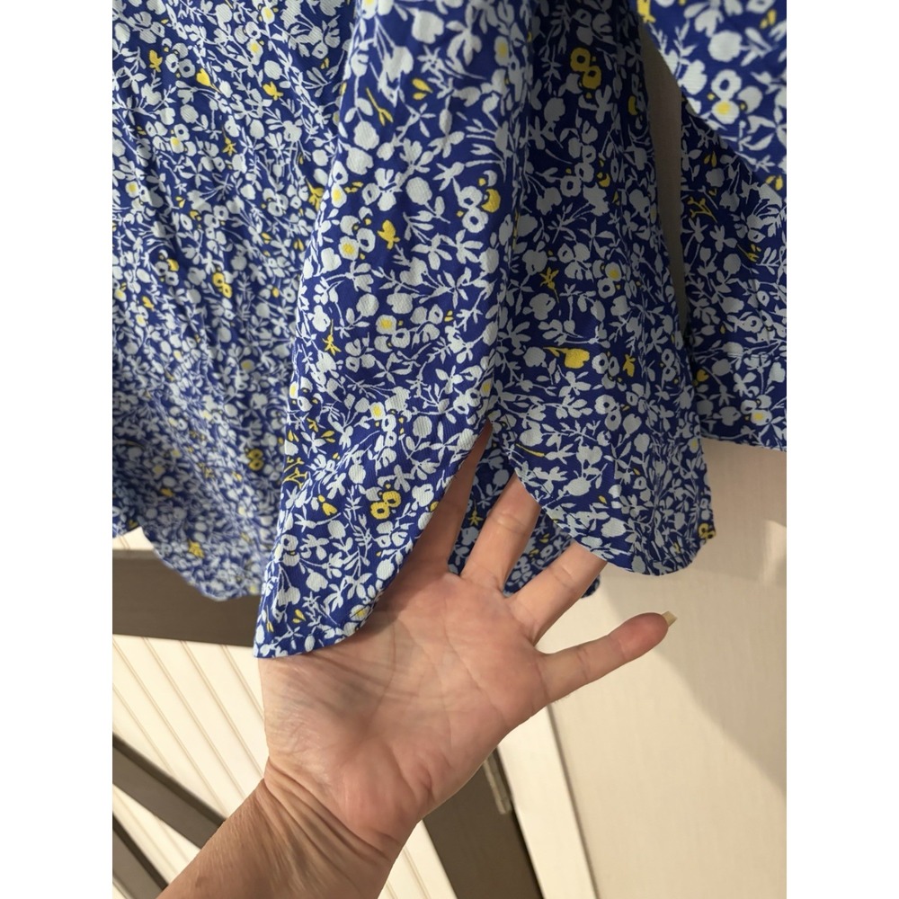 J. Jill Blue Floral Button Front Long Sleeve Blouse XLP 284422 - Picture 6 of 8